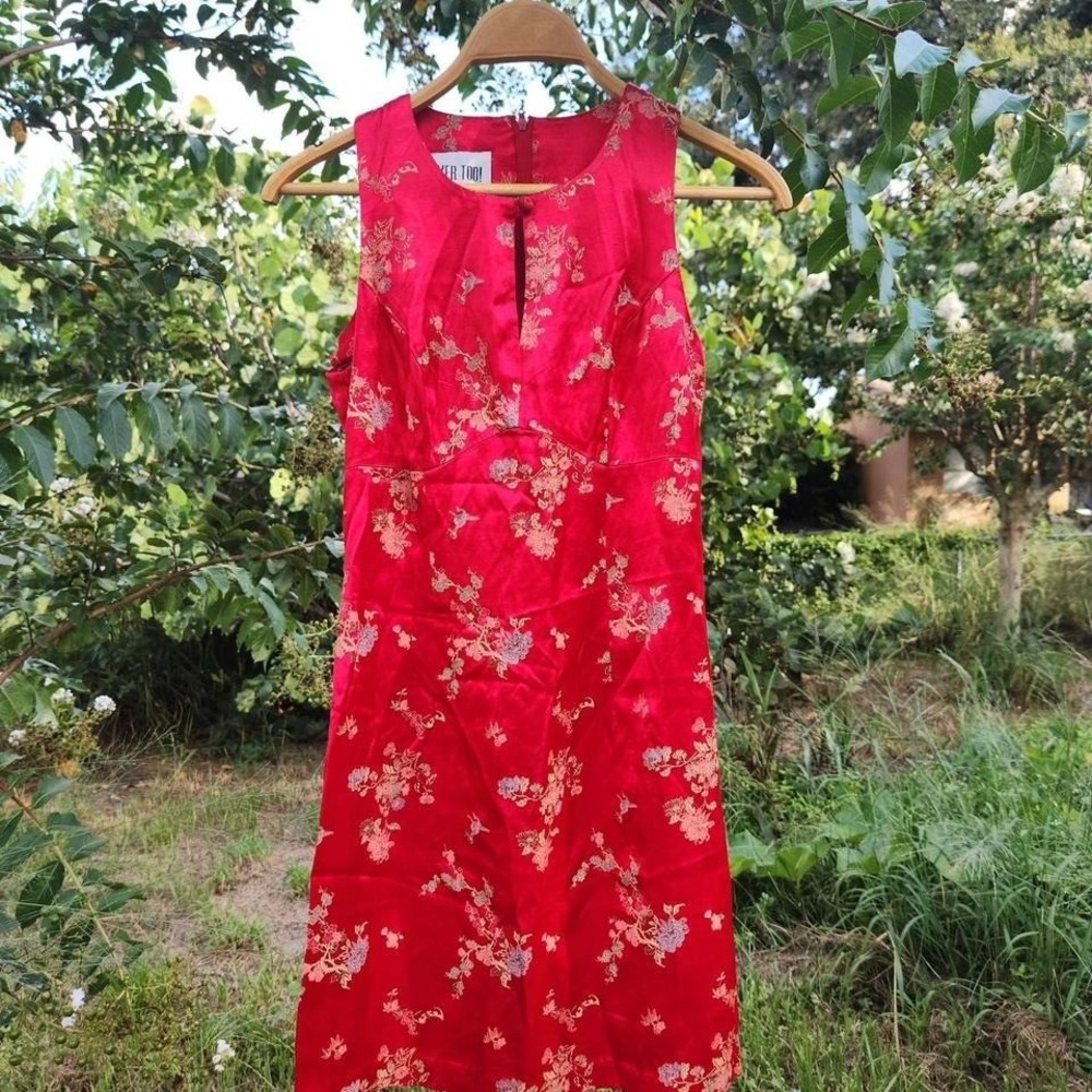 Vintage 90s Y2K Cheongsam style spice girls red mini dress